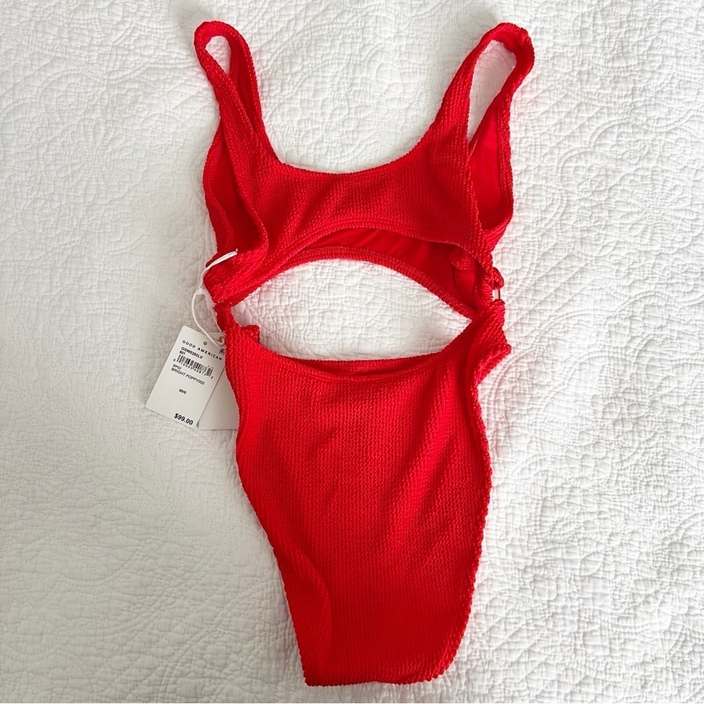 Good American Always Fits Sculpt Monokini Poppy Red Cut Out Size XS/S - Picture 6 of 8